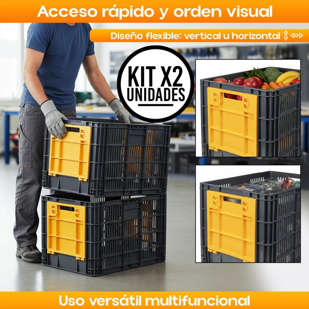 Set X2 Canastilla Plástica Multiusos Con Ventana Frontal Perforada img #4
