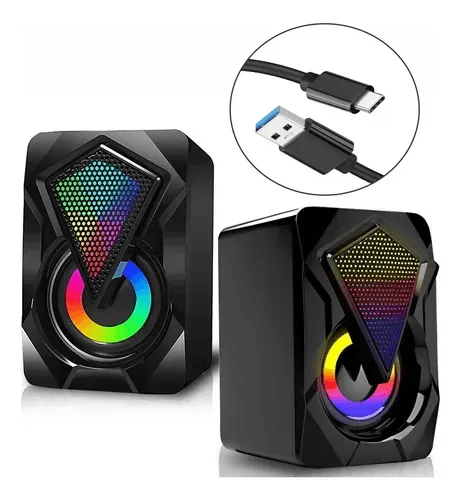 Speakers Solo Usb Tipo C Rgb Para Pc img #1