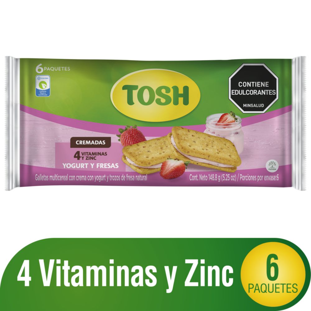 Galletas TOSH tipo sándwich yogurt y fresas (148.8  gr) img #1