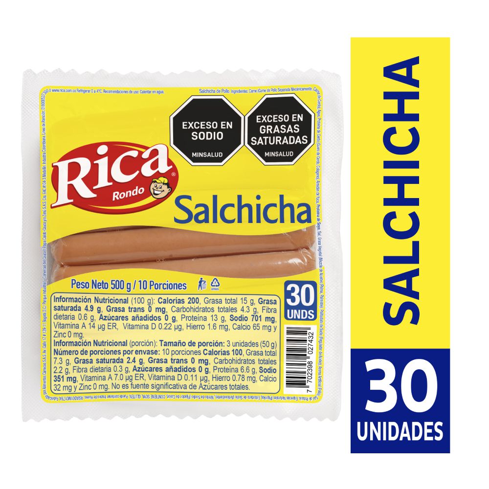 Salchicha de pollo RICA x30und (500  gr) img #2