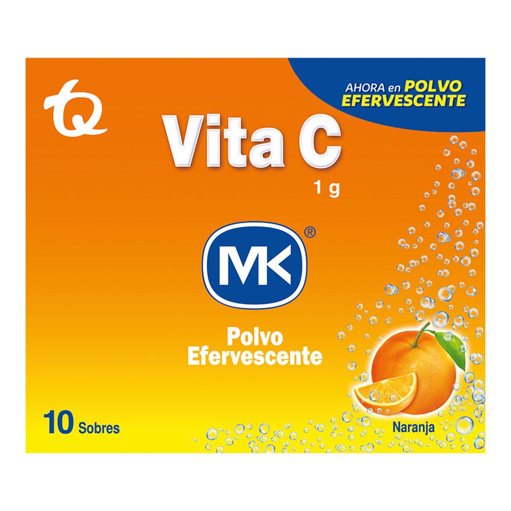 Suplemento vitamínico  VITAMINA C MK efervescente sobres sabor naranja (10  und) img #2