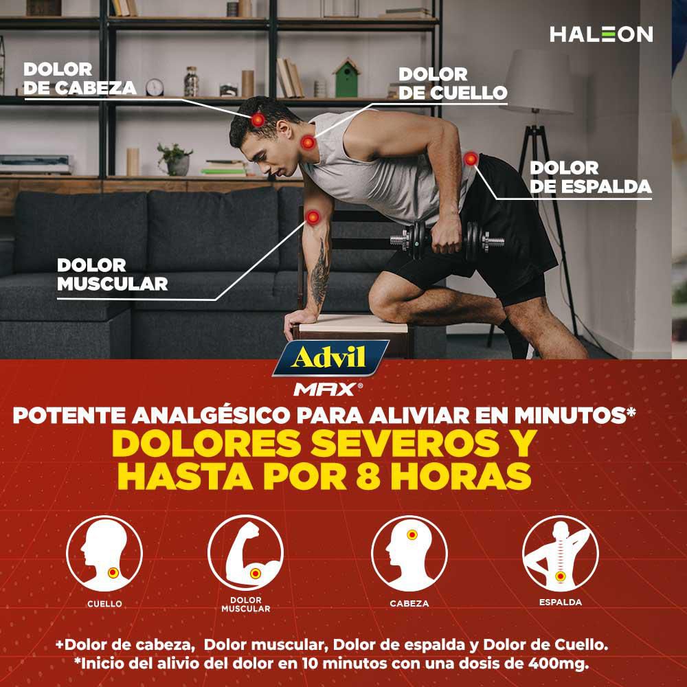 Cápsulas ADVIL ibuprofeno max dolores fuertes (10  und) img #2