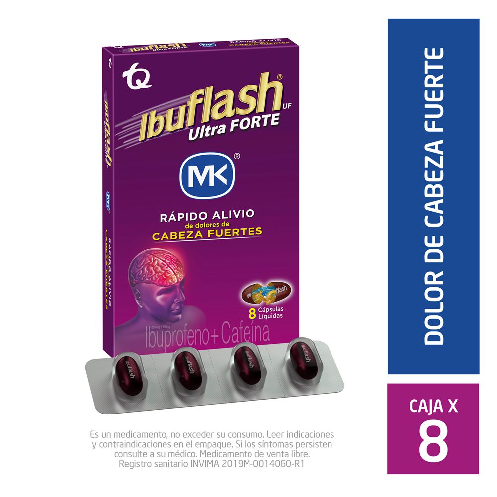 Cápsulas Líquidas IBUFLASH MK Ultra Forte Dolor De Cabeza (8  und) img #1