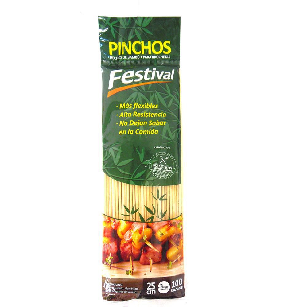 Palillos pinchos FESTIVAL de bambú 25 cm img #1