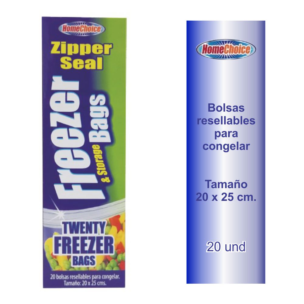 Bolsas resellables HOMECHOICE MARCA EXCLUSIVA para congelar 20x25 cm img #1
