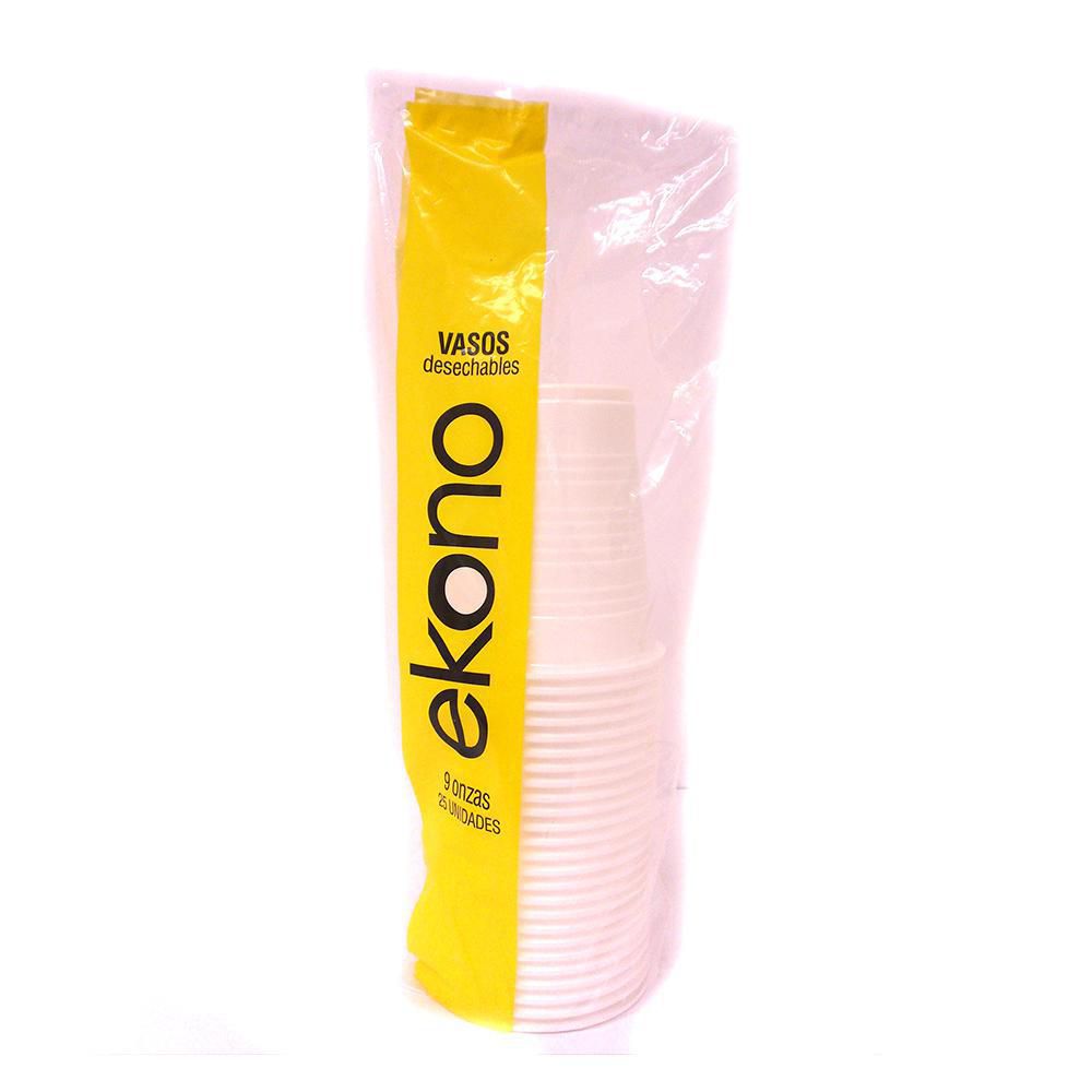 Vasos desechables EKONO 9 Oz blancos img #1