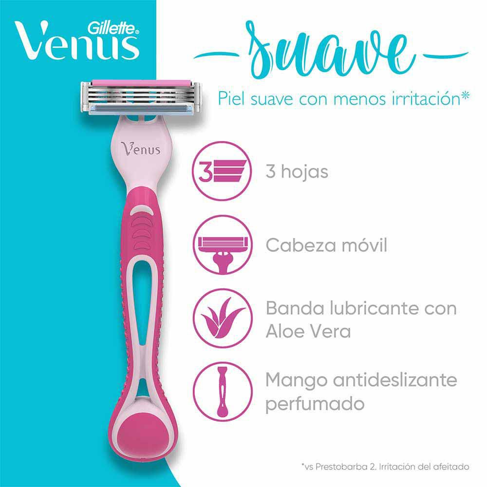 Cuchilla de afeitar VENUS suave con aloe vera (2  und) img #2