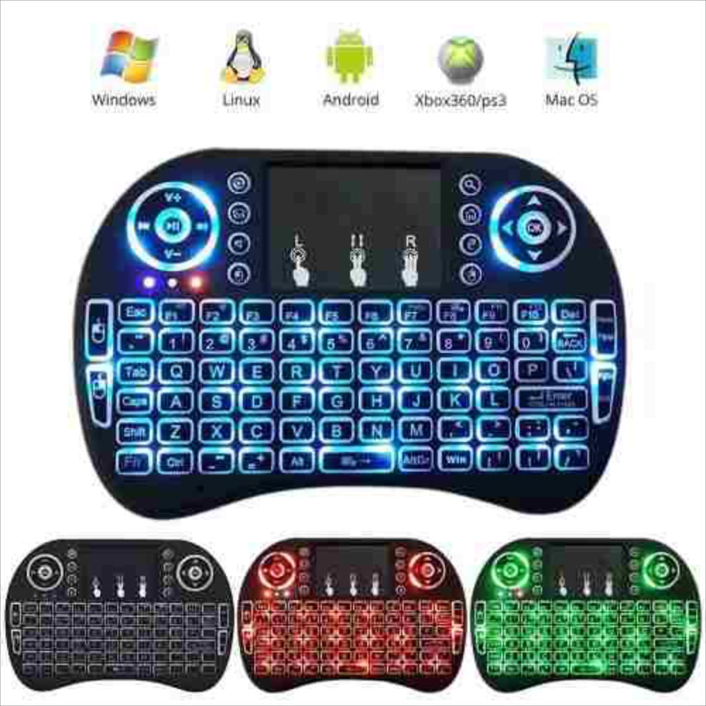 Teclado Mini Inalambrico Tv Smart Touch Android Luz Color