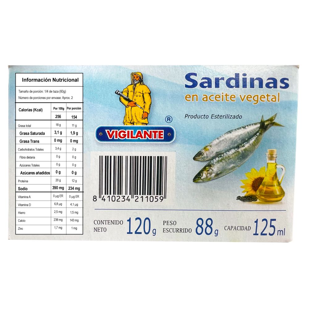 Sardinas VIGILANTE en aceite vegetal (88  gr) img #2