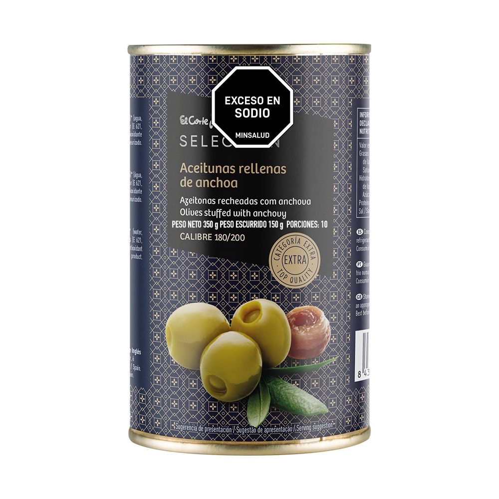 Aceitunas EL CORTE INGLÉS MARCA EXCLUSIV rellenas de anchoa (150  gr) img #1