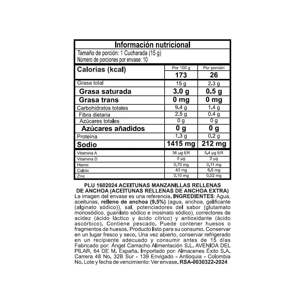 Aceitunas EL CORTE INGLÉS MARCA EXCLUSIV rellenas de anchoa (150  gr) img #2