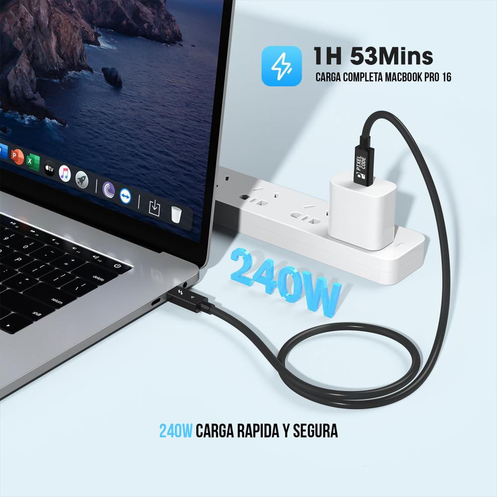 Cable Thunderbolt 4 2 Metros Pixel Code 240W 8K Usb C Usb4 img #2