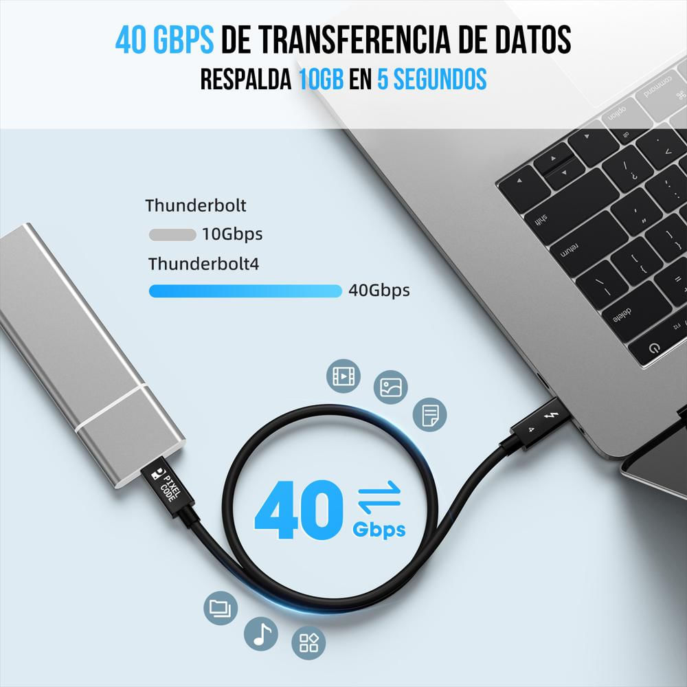 Cable Thunderbolt 4 2 Metros Pixel Code 240W 8K Usb C Usb4 img #3