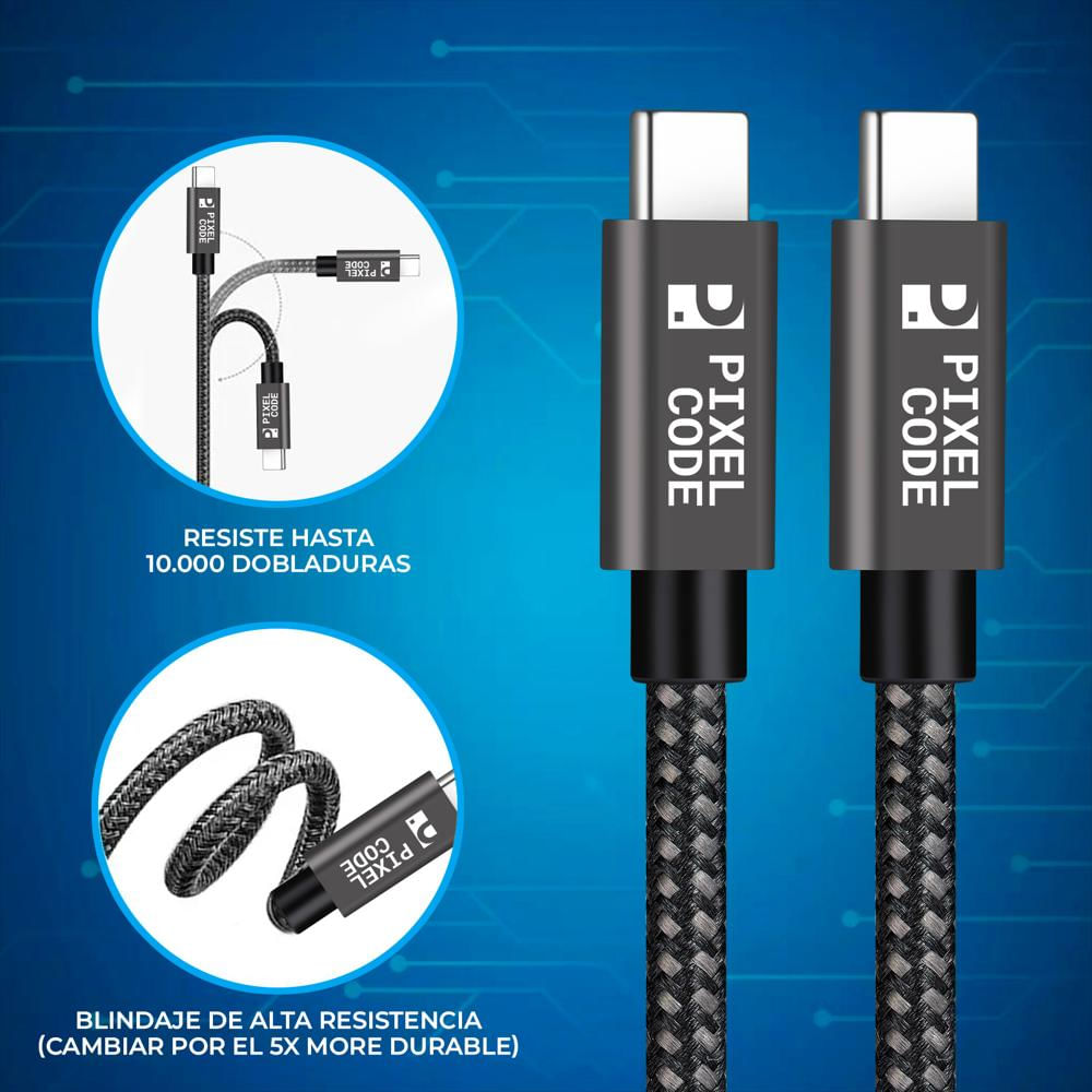 Cable Extensión Usb C 2M 60W 10Gbps 4K Trenzado Pixel Code img #4