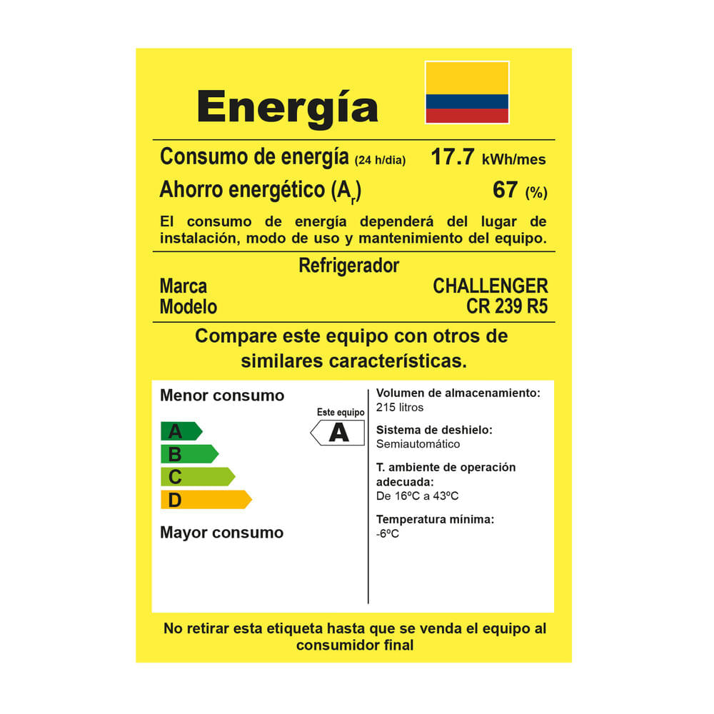 Nevera Challenger Lúmina Frost 239 Litros Brutos CR 239 img #10