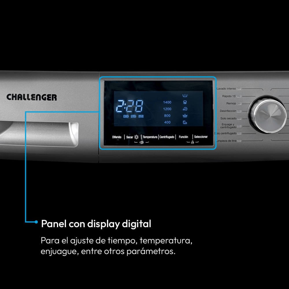 Lavadora Secadora Challenger Carga Frontal Inverter 14 Kg CW 8014SI Gris img #8