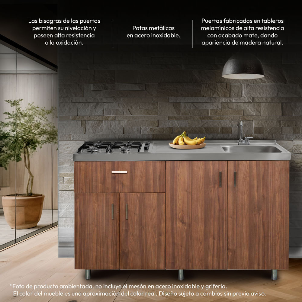 Mueble Inferior de cocina Challenger 4 puertas 1 cajón 1.5 M SA23150MBD Nola img #3