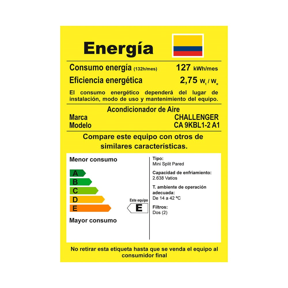 Aire Acondicionado Challenger 9000 BTU Tipo Split Convencional 110V CA 9KBL1-2 Blanco img #10