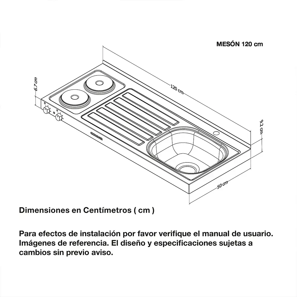 Mesón Eléctrico Challenger Lavaplatos Derecho 120 cm MD 1121 EI S Inox img #2