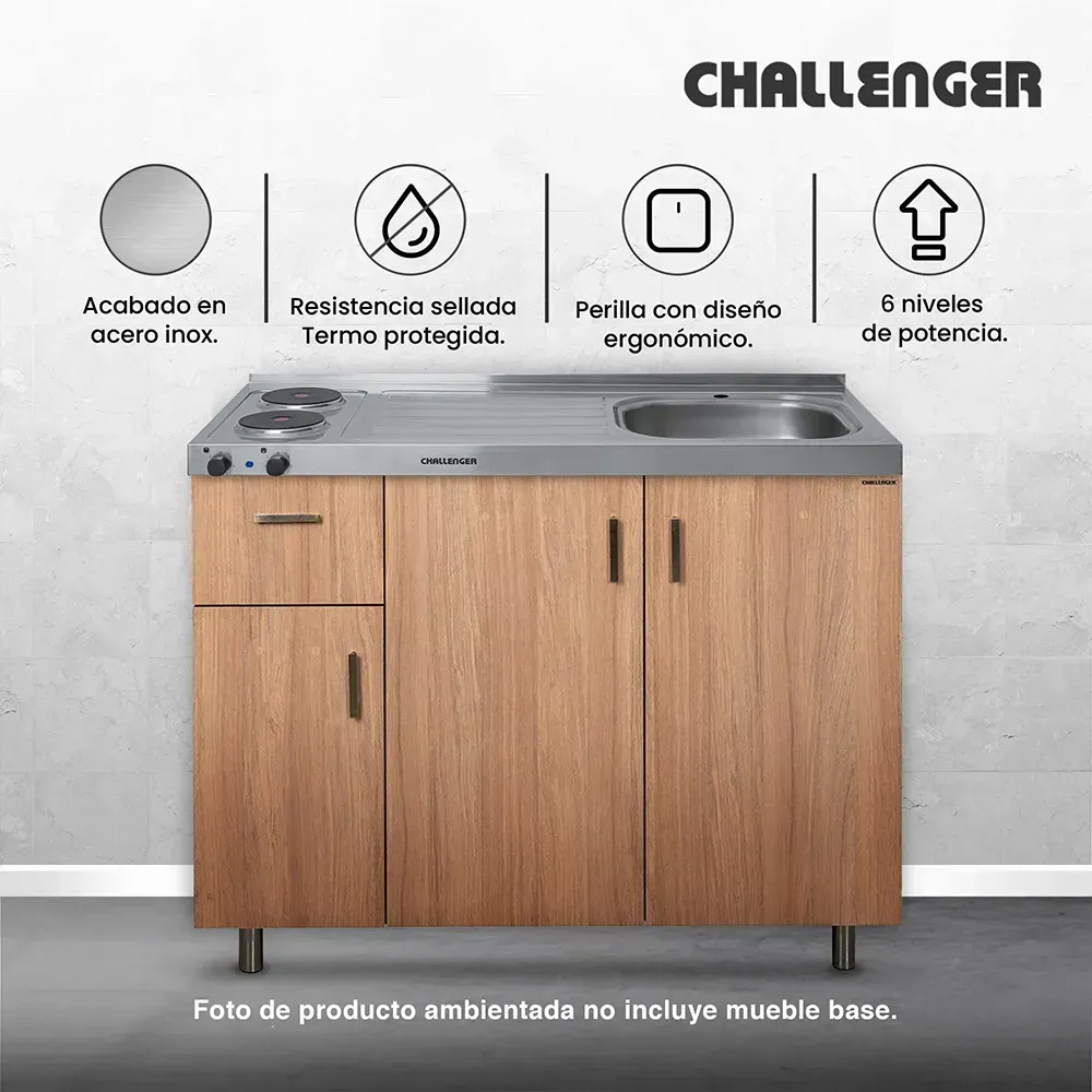 Mesón Eléctrico Challenger Lavaplatos Derecho 120 cm MD 1121 EI S Inox img #3