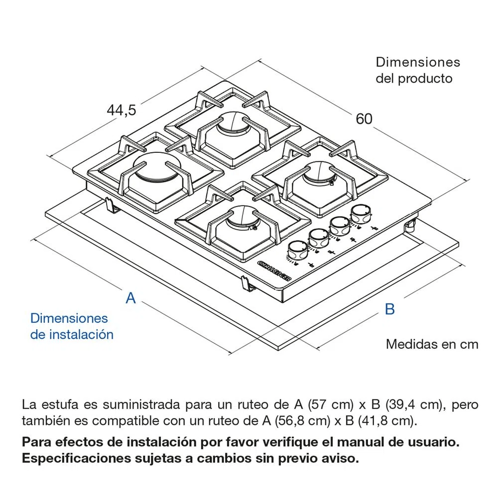Estufa de empotrar Challenger 4 Puestos de 60cm gas natural SQ 6759 AE img #7