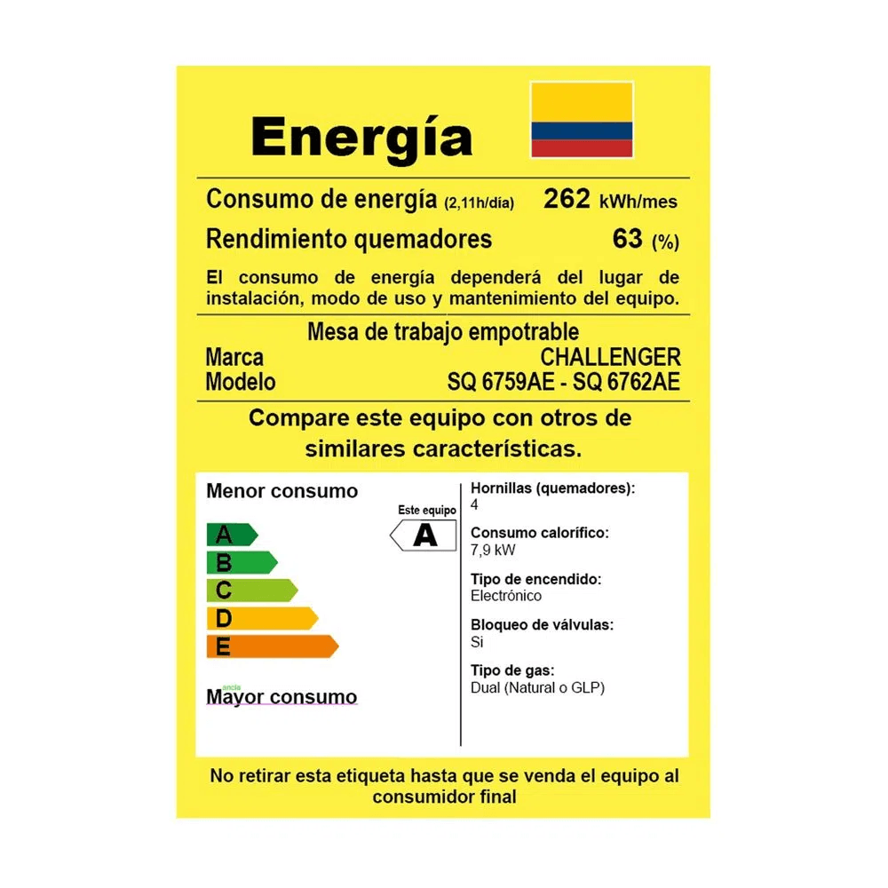 Estufa de empotrar Challenger 4 Puestos de 60cm gas natural SQ 6759 AE img #6