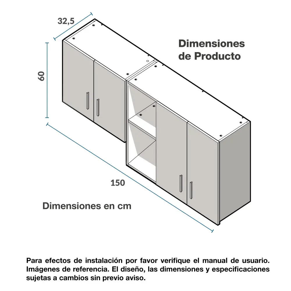 Mueble Superior de cocina Challenger 4 puertas 1.5 M SA31150MAD Nola img #2