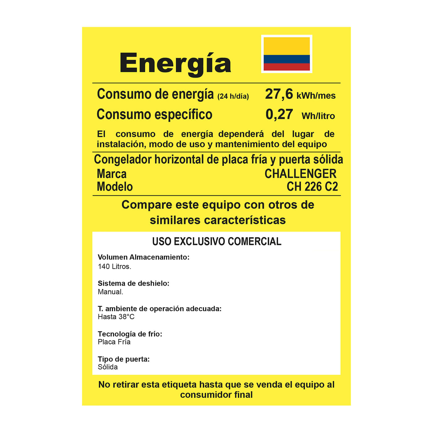 Congelador Horizontal Challenger 152 Litros CH 226 Blanco img #10