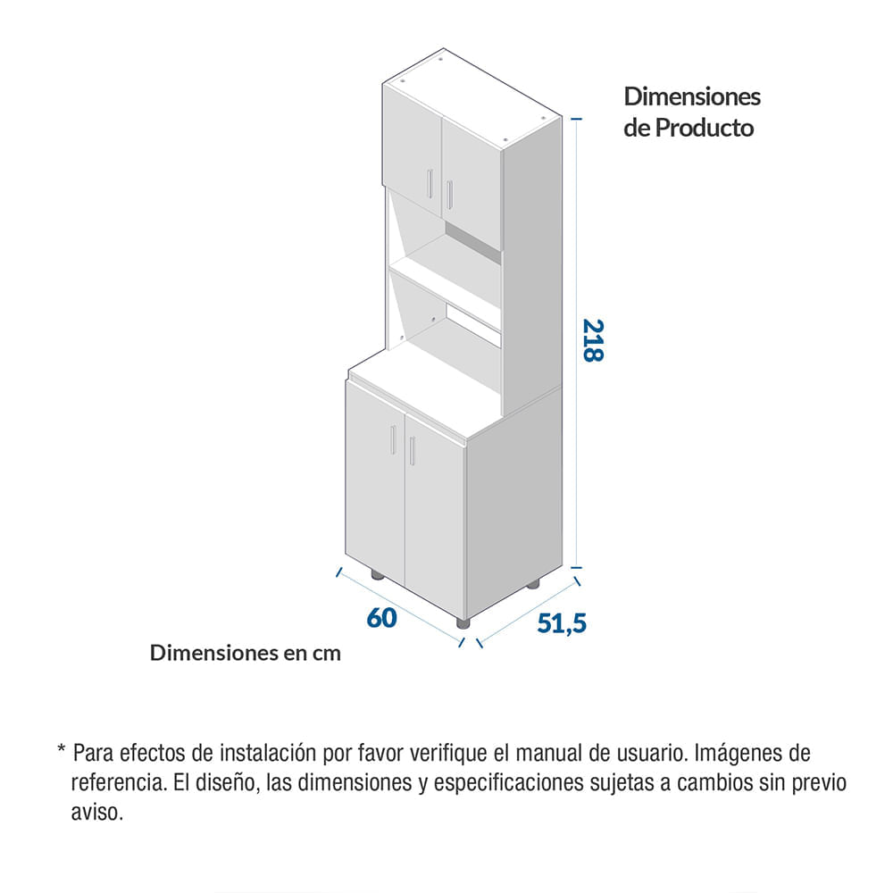 Mueble auxiliar Challenger para microondas 4 puertas SA50060TM Acandi img #2