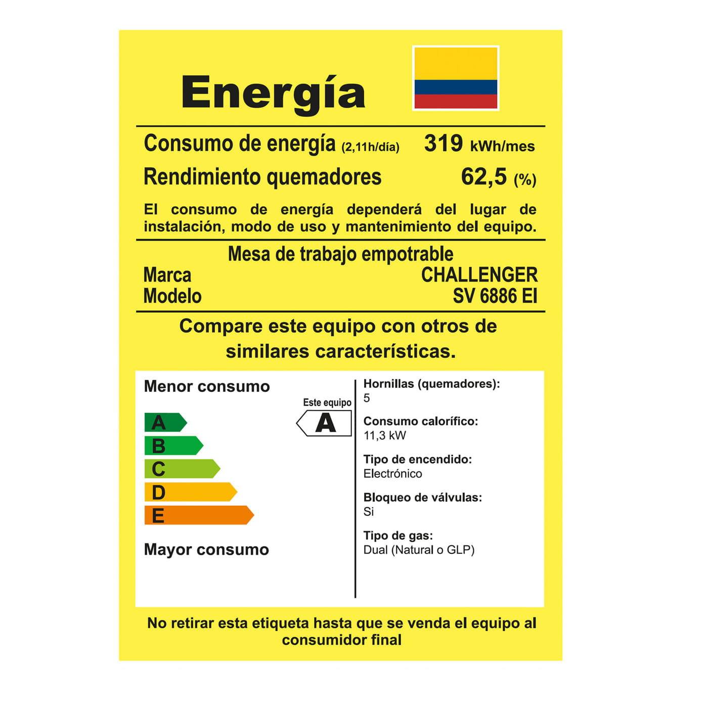 Estufa de Empotrar Challenger 86 cm 5 Puestos Gas Natural SV6886 Plateado img #10