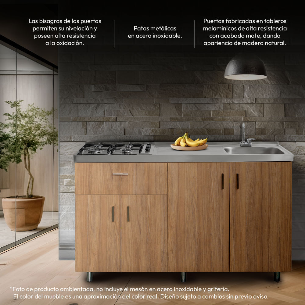 Mueble Inferior de cocina Challenger 4 puertas 1 cajón 1.5 M SA23150MB Acandi img #3