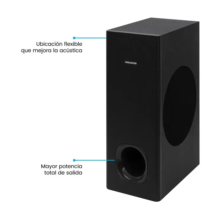 Barra de Sonido con Subwoofer Challenger 80W Bluetooth SB80Y Negro img #5