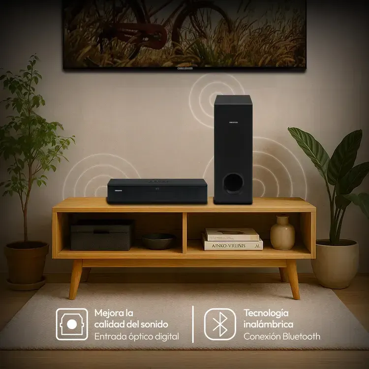 Barra de Sonido con Subwoofer Challenger 80W Bluetooth SB80Y Negro img #3