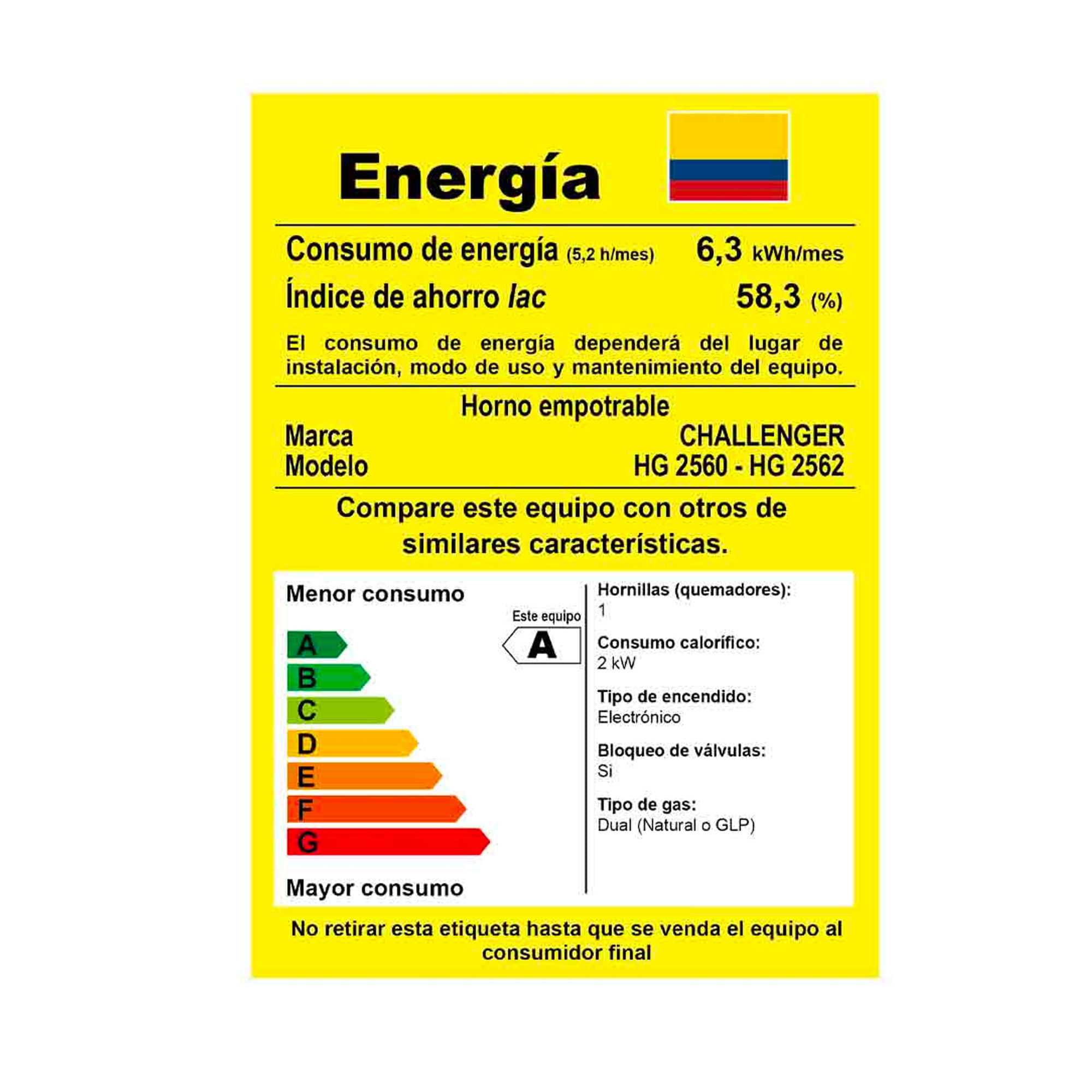 Horno de Empotrar Challenger 60 cm Mixto 120V HG 2560 Inox img #6