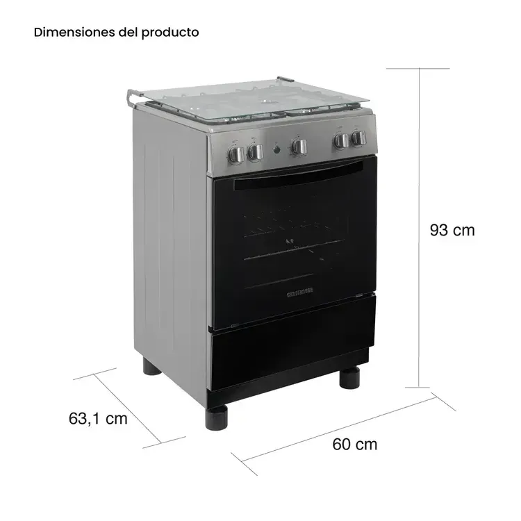 Estufa de piso Challenger 4 Puestos con Horno Gas Natural SI9461 Negra img #2