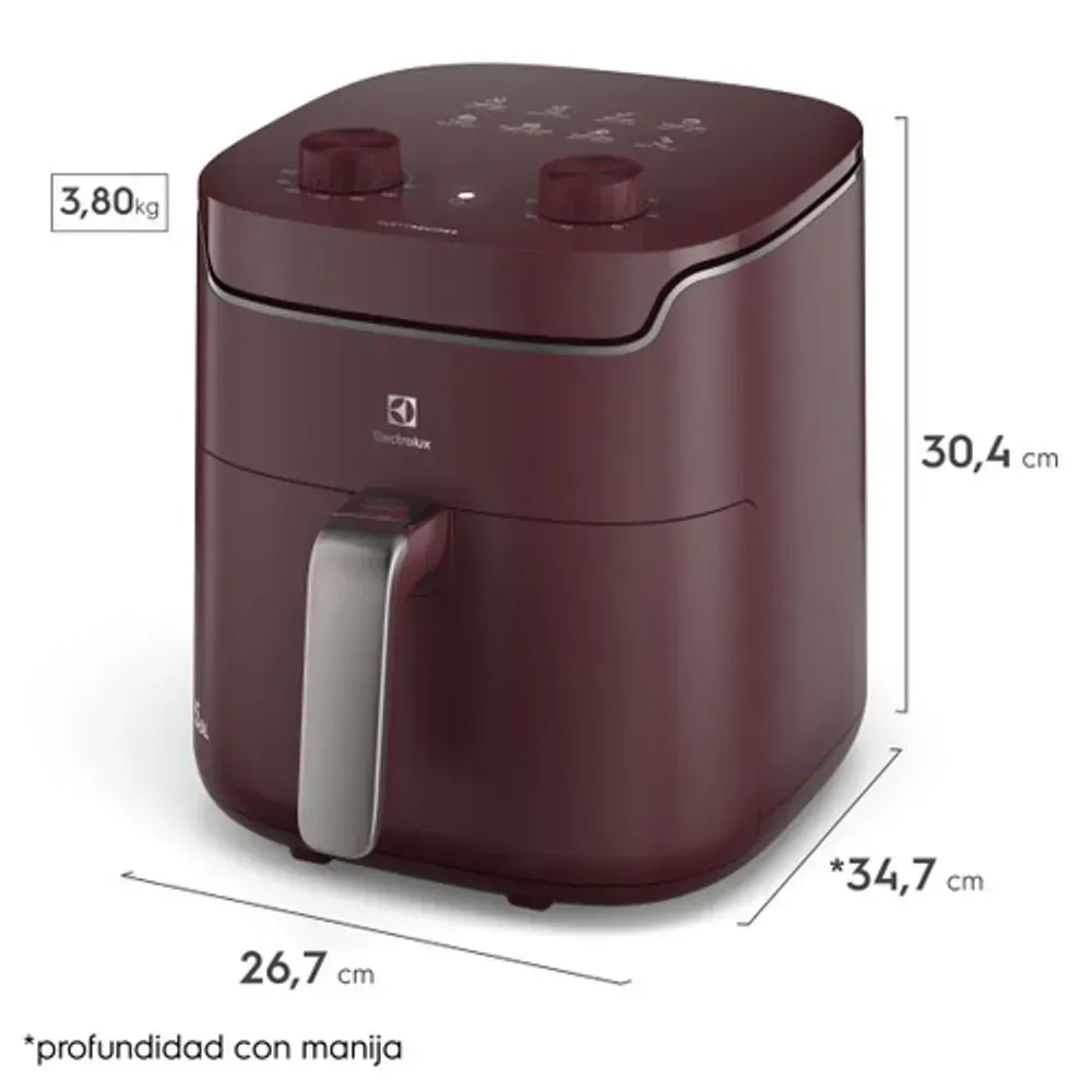Freidora de Aire Electrolux 4 Litros 1400W Efficient EAF41 Roja img #2