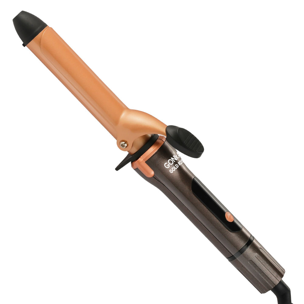 Pinza Rizadora Gonka Control de Temperatura Digital GK-GOLD ROSE Rosado Café img #1