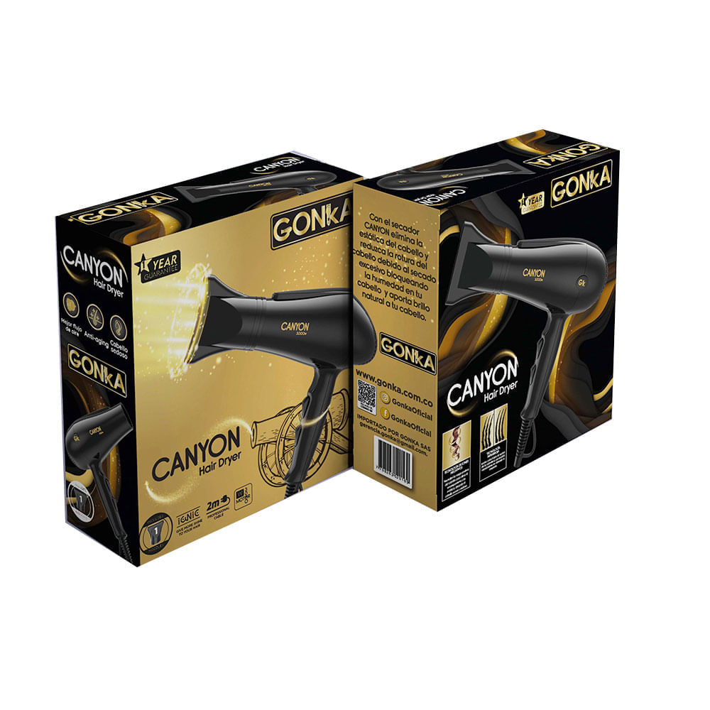 Secador Semiprofesional Gonka 3000W 2 Temperaturas GK-CANYON Negro img #5