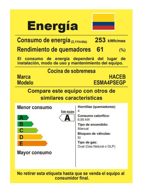 Estufa de Mesa Haceb 4 Puestos Gas Propano Avellana T Negra img #5