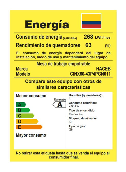 Estufa de Empotrar Haceb 4 Puestos Gas Natural TO 60-43 Inox img #10