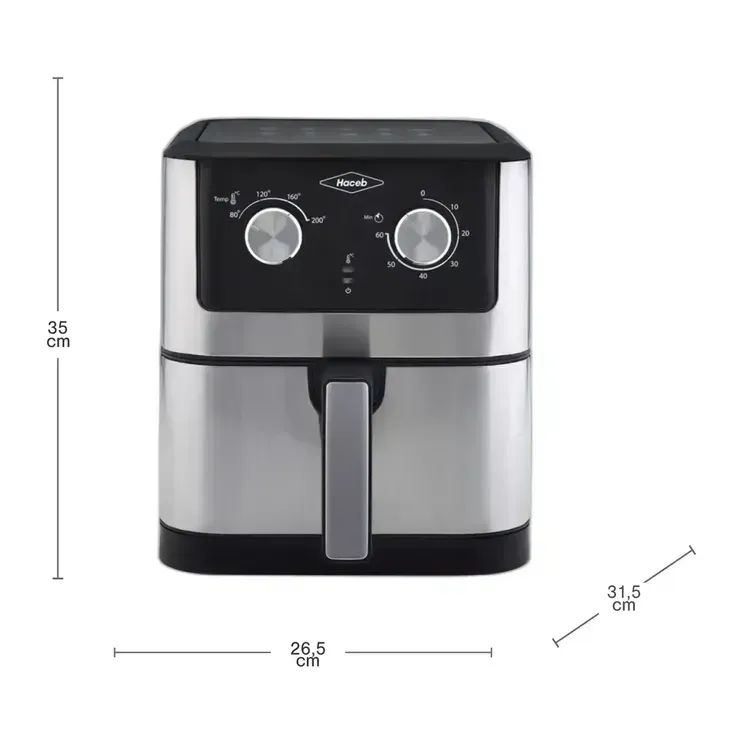 Freidora de Aire Haceb 6 Litros Gris Inox Negra img #2