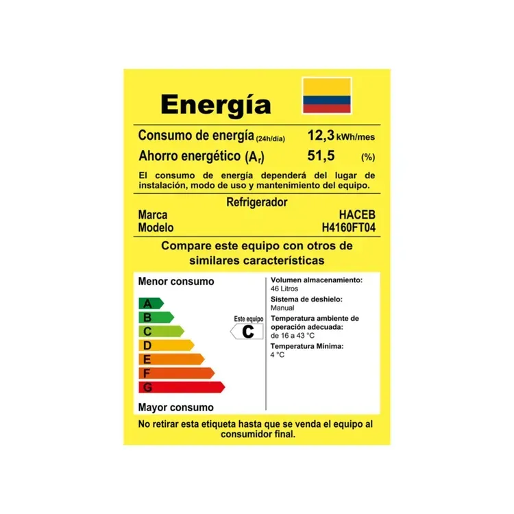 Minibar Haceb Frost Una Puerta 46 Litros N46L Inox img #10