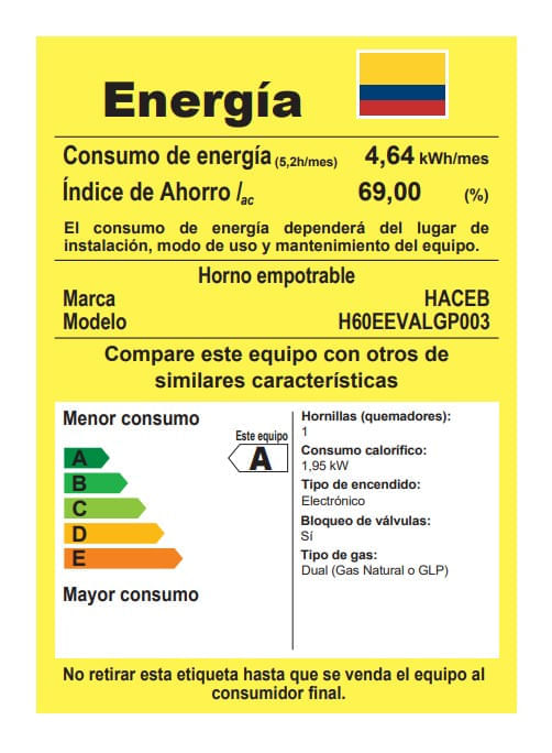 Horno de Empotrar Haceb Gas Propano 60 cm Tandoori Negro img #6