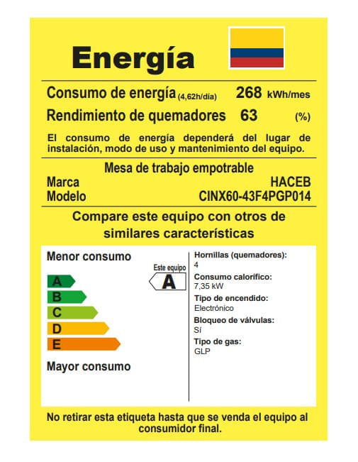 Estufa de Empotrar Haceb 4 Puestos 60 cm Gas Propano TA 60-43 Inox img #10