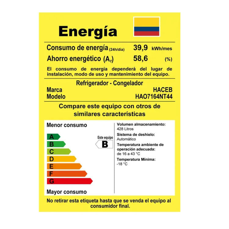 Nevera Haceb No Frost Congelador Superior 428 litros Manija Integrada N448 Titanio img #11
