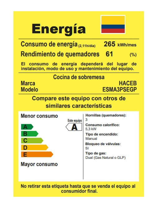 Estufa de Mesa Haceb 4 Puestos Gas Propano Torre Mixta 3x1 AVELLANA Plata img #6