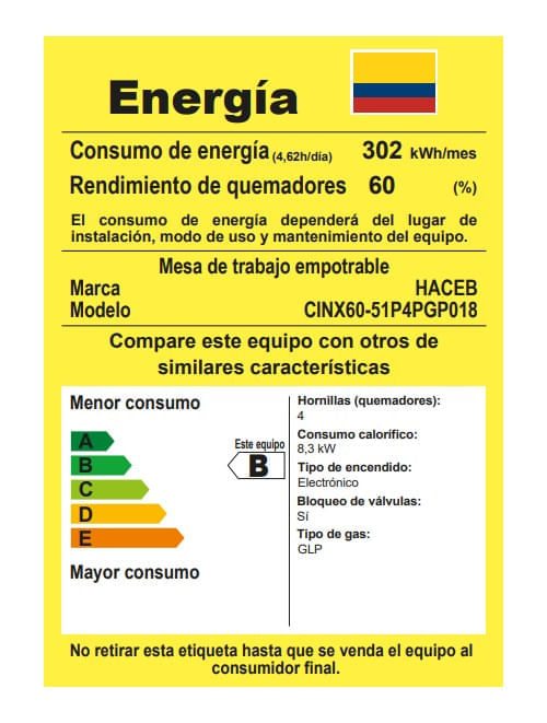 Estufa de Empotrar Haceb 4 Puestos 60 cm Gas Propano Platina TO 60-43 Inox img #10