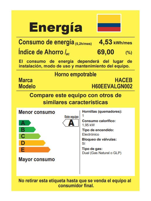 Horno de Empotrar Haceb Gas Natural 60 cm Tandoori Negro img #6