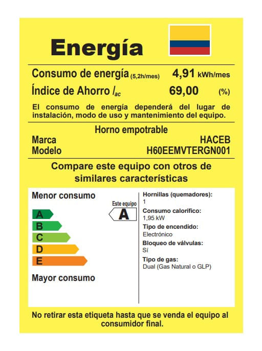 Horno de Empotrar Haceb Mixto 60 cm Gas Natural 120V Tofu Inox img #6