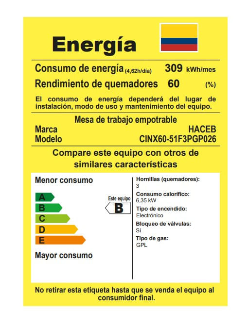 Estufa de Empotrar Haceb 60 cm 3 Puestos Gas Propano Mixta 120V Inox img #11